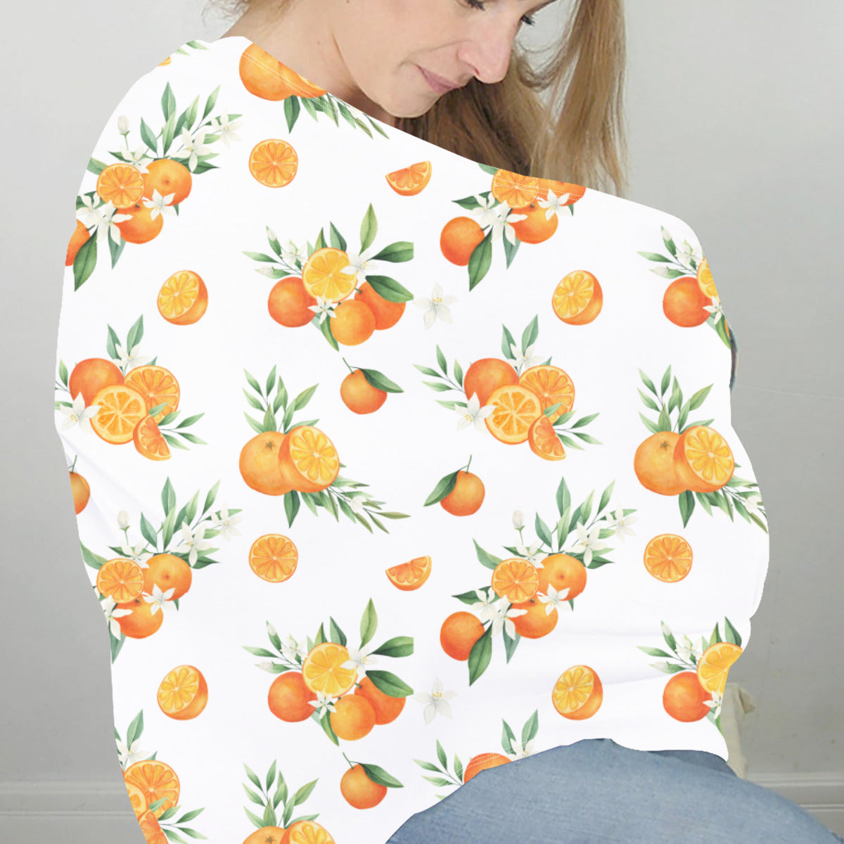 Squeezeable Orange Citrus Nursing Cover in White