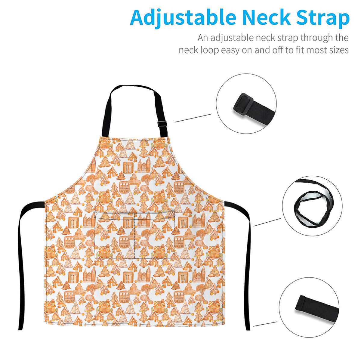 Old Towne Orange Gingerbread Village Christmas Apron