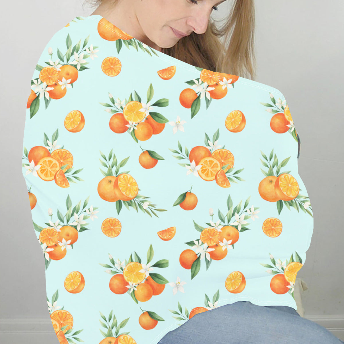 Squeezeable Orange Citrus Nursing Cover in Light Mint