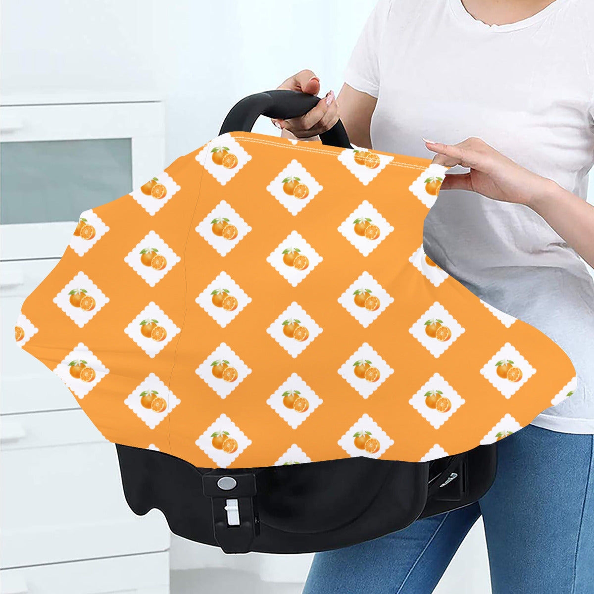 Lil Cuties Scallop Oranges Nursing and Car Seat Cover