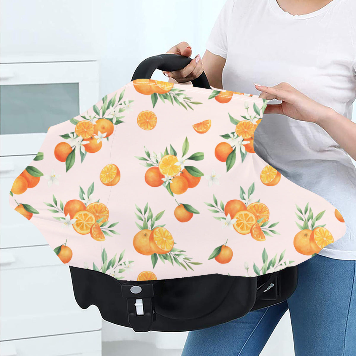 Squeezeable Orange Citrus Nursing Cover in Light Pink