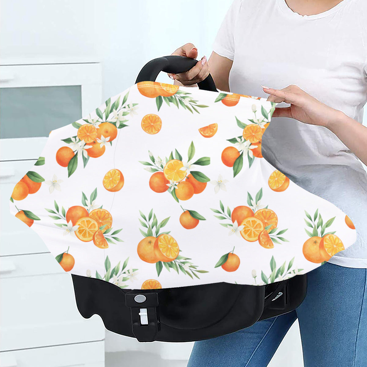 Squeezeable Orange Citrus Nursing Cover in White