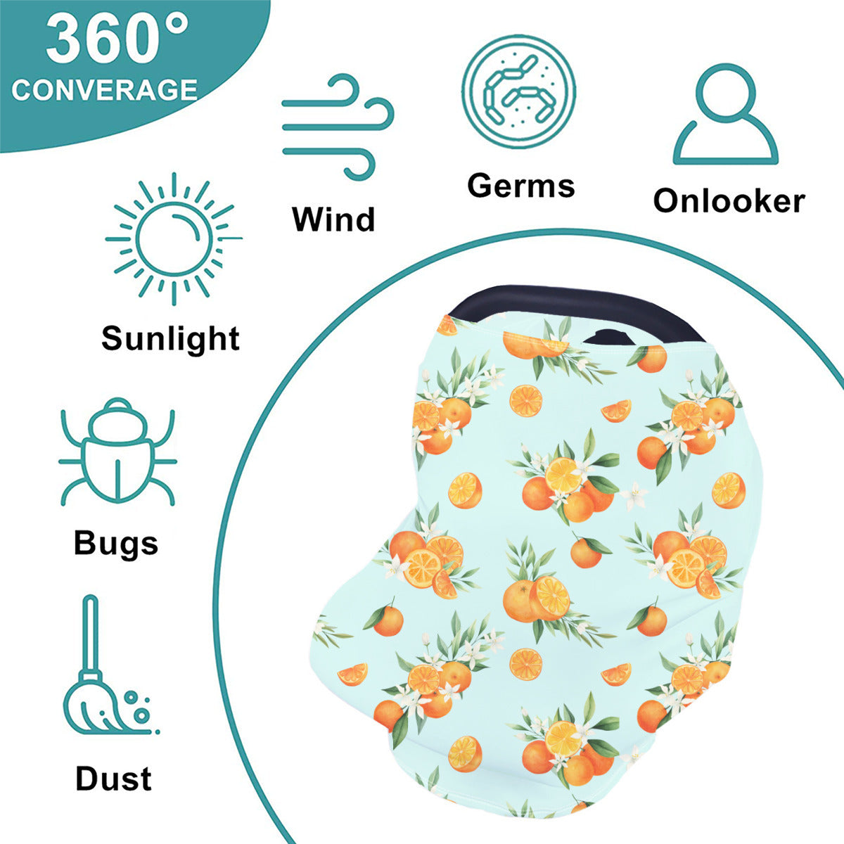 Squeezeable Orange Citrus Nursing Cover in Light Mint