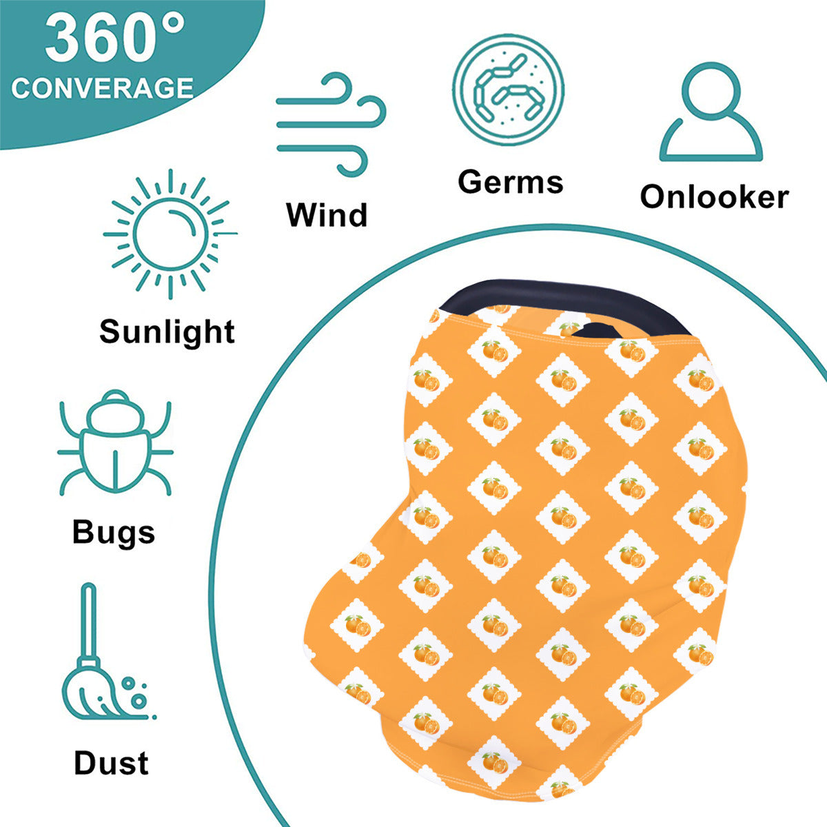 Lil Cuties Scallop Oranges Nursing and Car Seat Cover