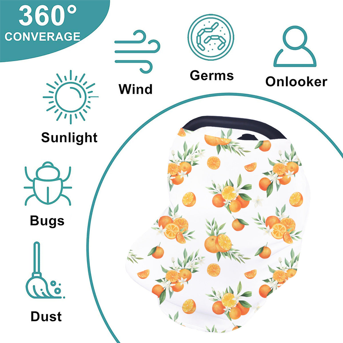 Squeezeable Orange Citrus Nursing Cover in White