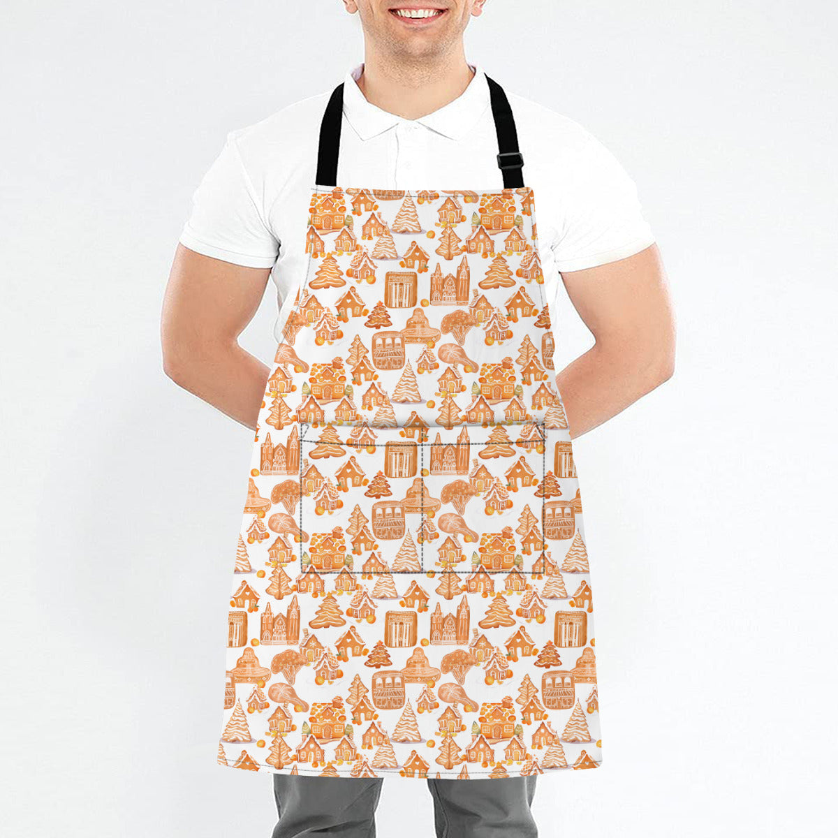 Old Towne Orange Gingerbread Village Christmas Apron
