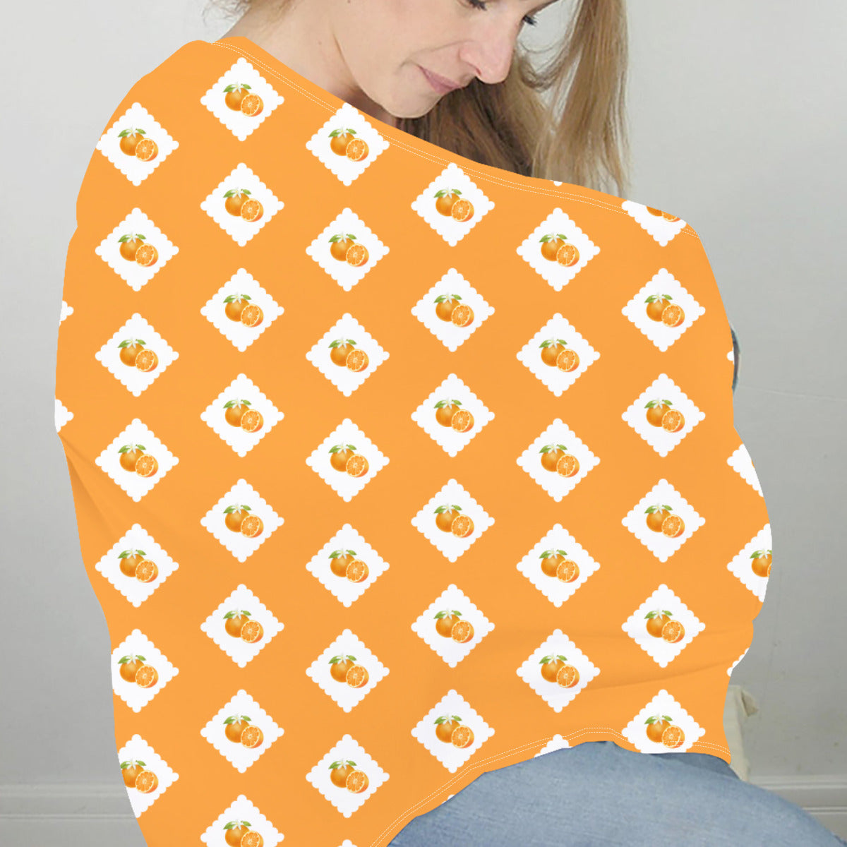 Lil Cuties Scallop Oranges Nursing and Car Seat Cover