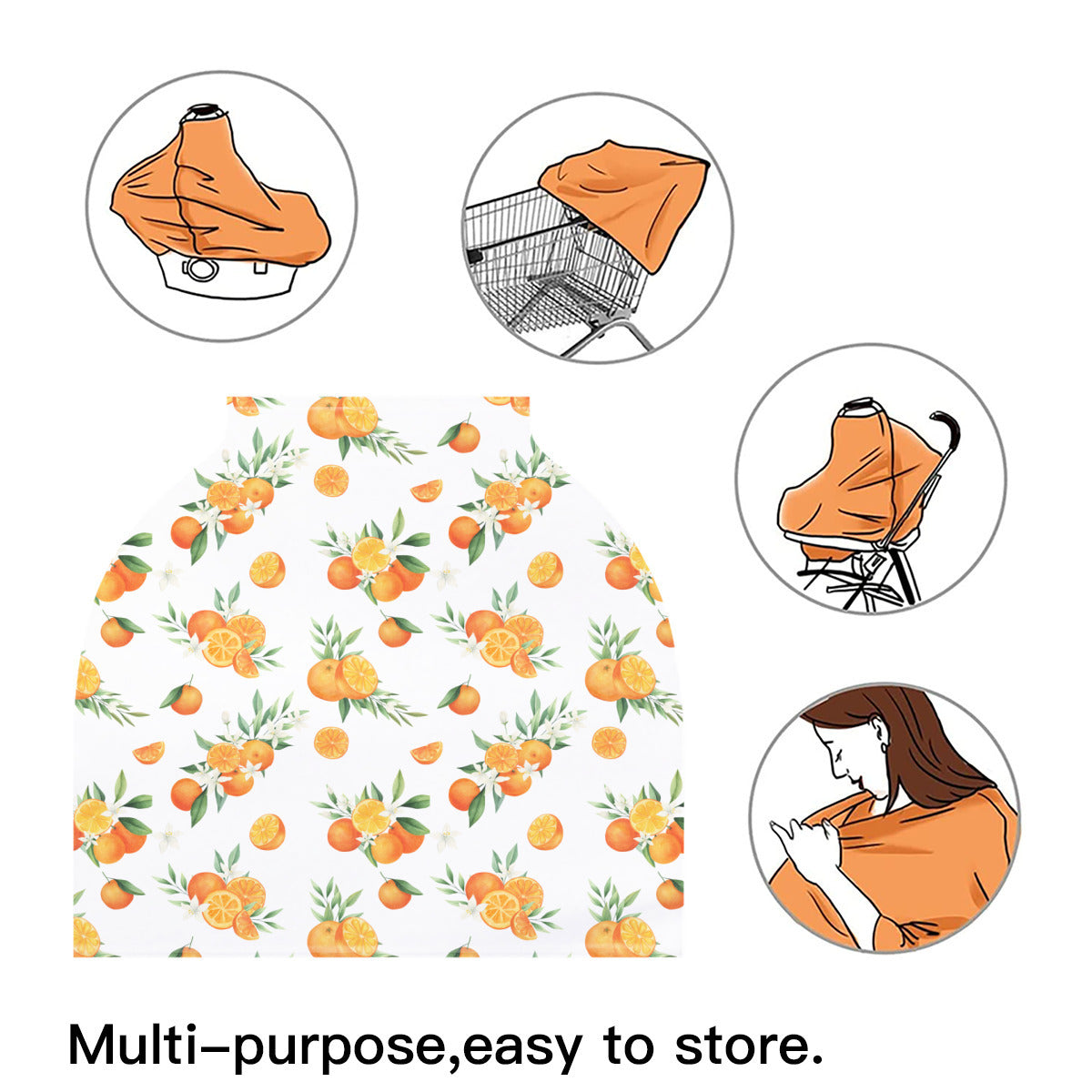 Squeezeable Orange Citrus Nursing Cover in White