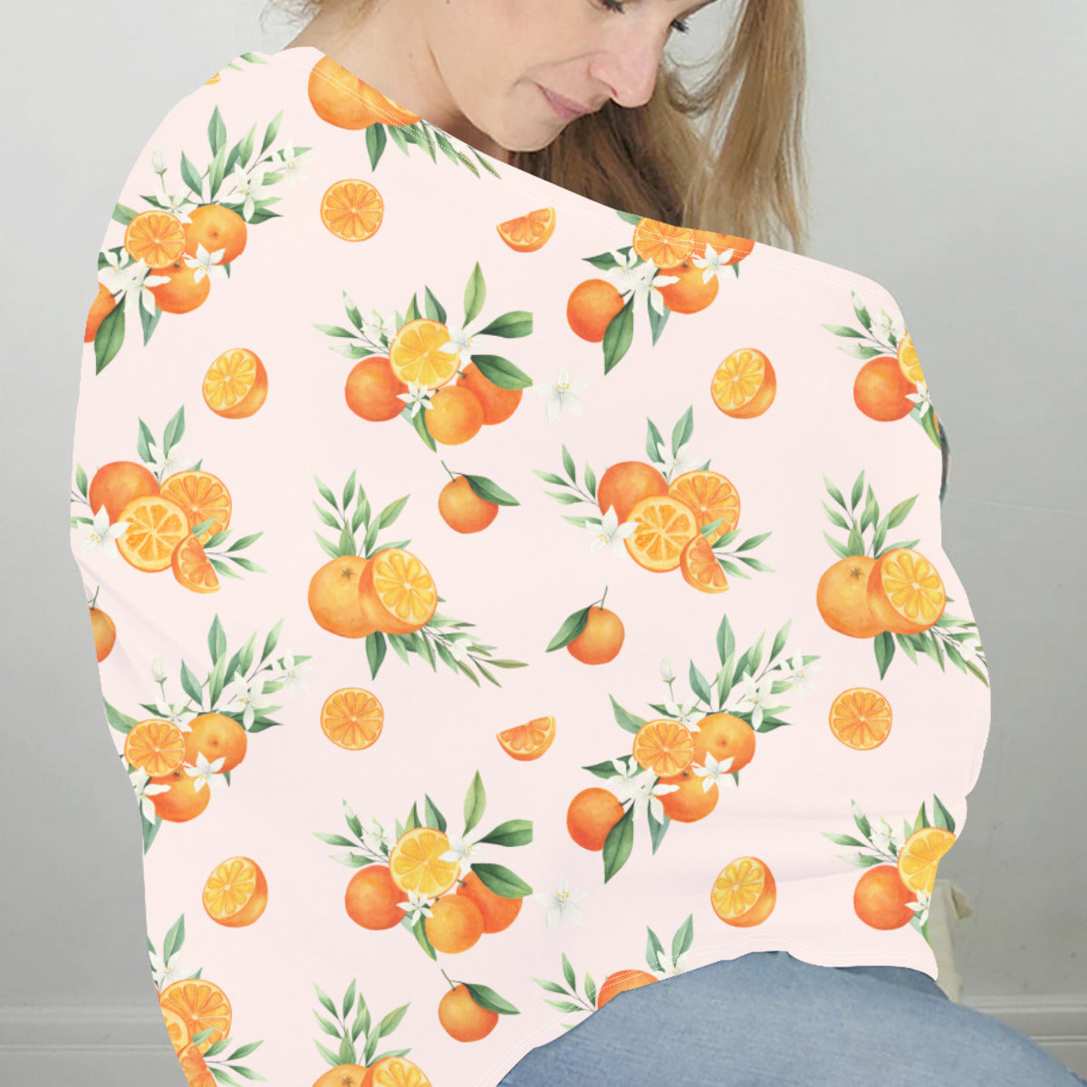 Squeezeable Orange Citrus Nursing Cover in Light Pink
