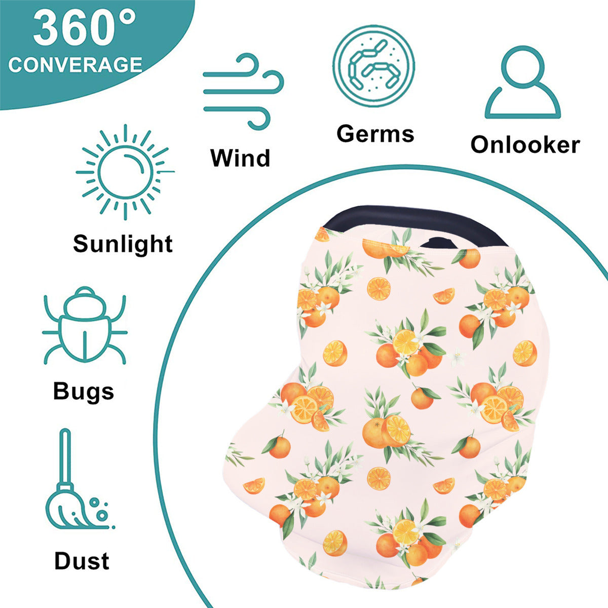Squeezeable Orange Citrus Nursing Cover in Light Pink